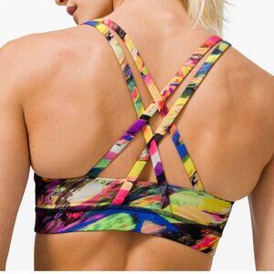 Lululemon Energy Bra Catalyst Multi Women's 2 Rainbow paint sports Run Top XS